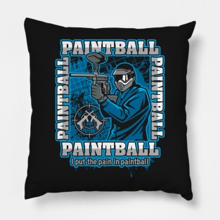 Paintball Player Blue Team Pillow