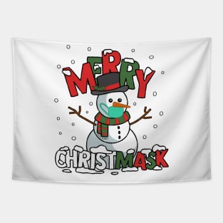 Merry Christmask 2020 - Snowman Wearing Mask Funny Tapestry