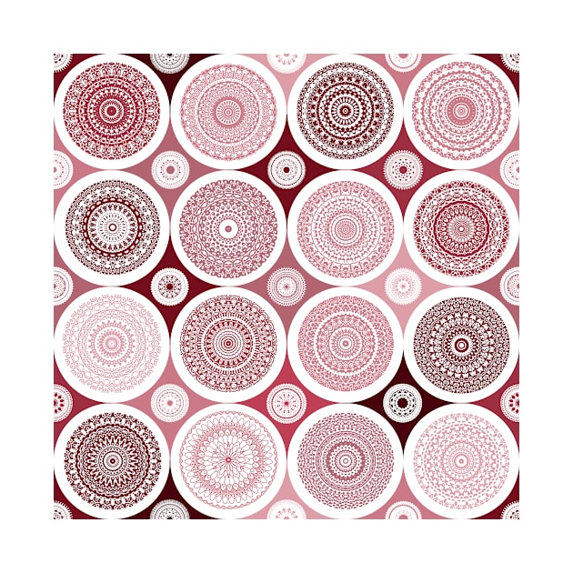 repeating pattern with boho style circles red color by Artpassion