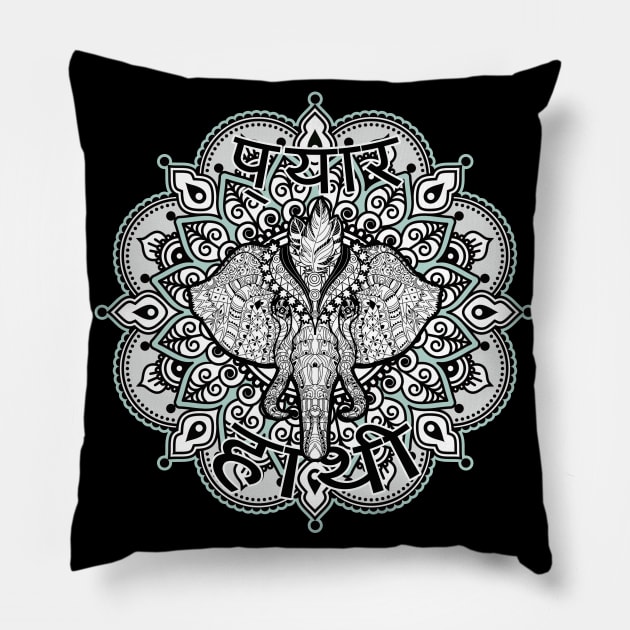 Ornate Hindu Elephant Pillow by valentinahramov