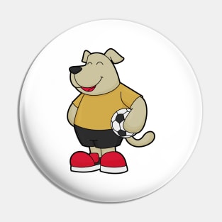 Dog as Soccer player with Soccer ball Pin