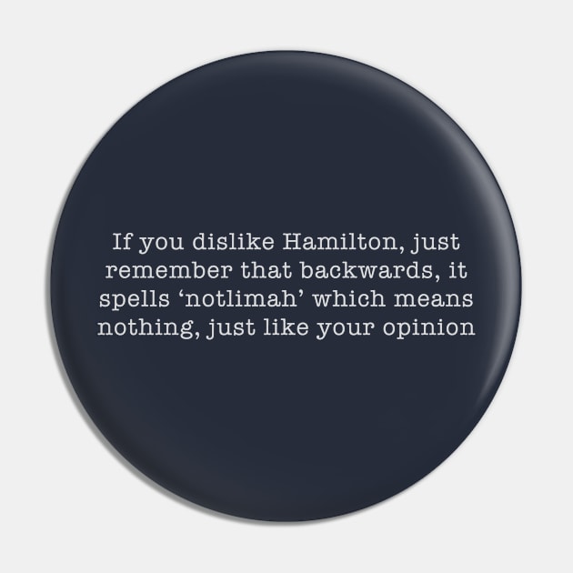 Disliking Hamilton Pin by kurenji