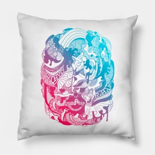 Dual Color Abstract Wave of Thoughts No 2 Pillow