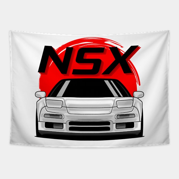 White NSX MK1 Front JDM Tapestry by GoldenTuners