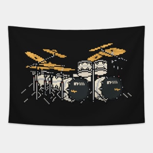 Pixel Silver Zombie Drums Tapestry