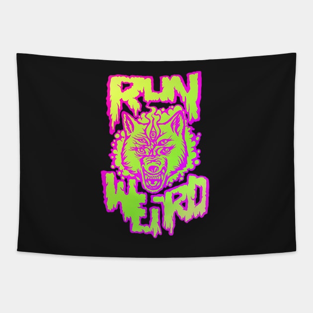 Run Weird - Wolf - Colour Tapestry by bangart