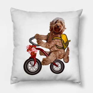 Puppy riding to adventure, cute cavapoo puppy dog for dog lovers Pillow