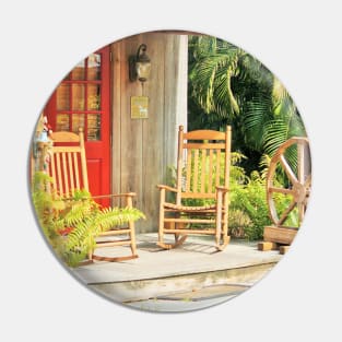 Western Front Porch with Rocking Chairs Pin