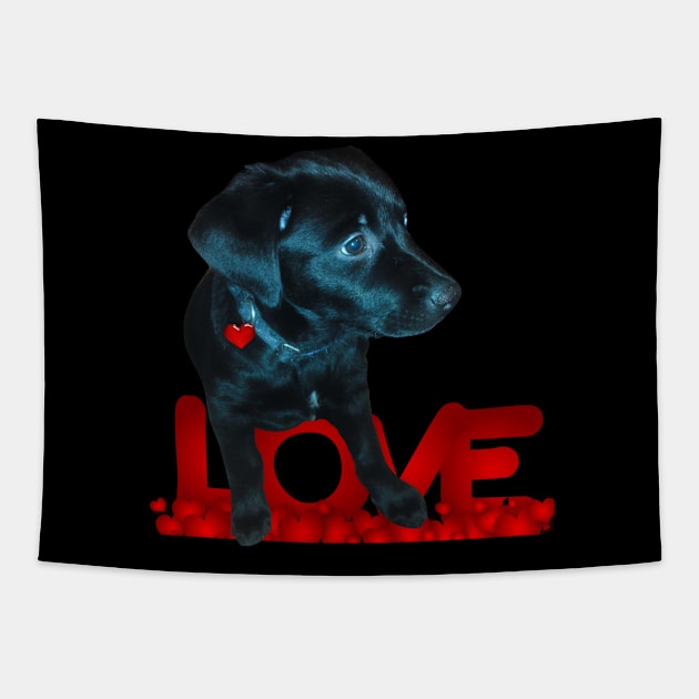 My Black Dog Tapestry by All on Black by Miron