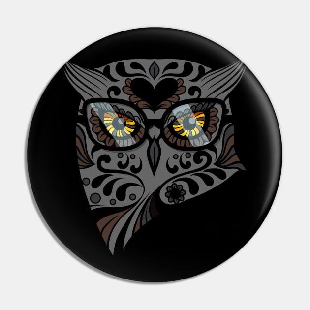 Owl With Hipster Glasses Pin by ddtk