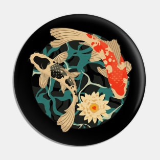 Koi Fish and Lotus Flower Pond Pin