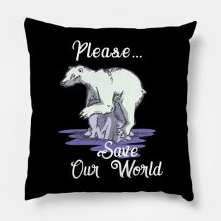 Earth Day T Shirt Polar Bear Environment Save Arctic Bears Pillow