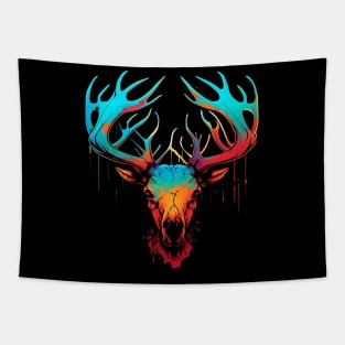 Colorful Elk Skull Tapestry