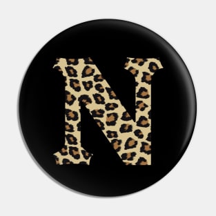 Letter N Leopard Cheetah Monogram Initial Pin