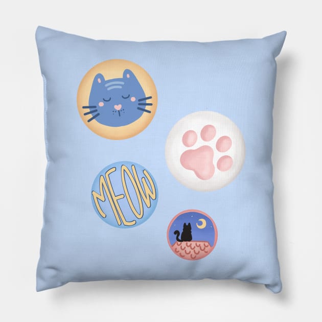 Cat paw meow pins Pillow by CriticalCat