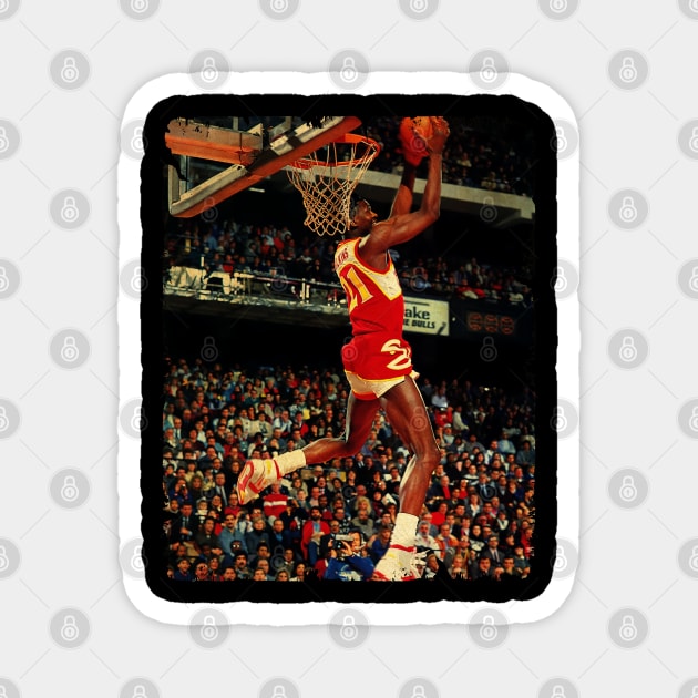 Dominique Wilkins - Vintage Design Of Basketball Magnet by JULIAN AKBAR PROJECT