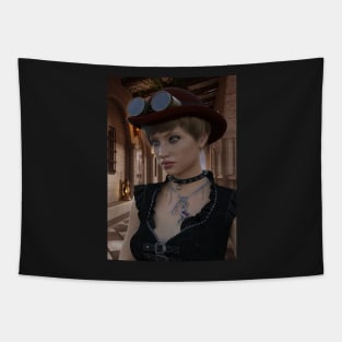 Portrait of steampunk posing Tapestry