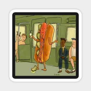 Hotdog Casually Commuting to Work Magnet