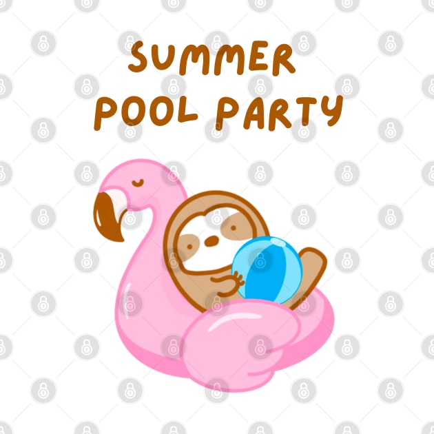 Summer Pool Party Pink Flamingo Sloth by theslothinme