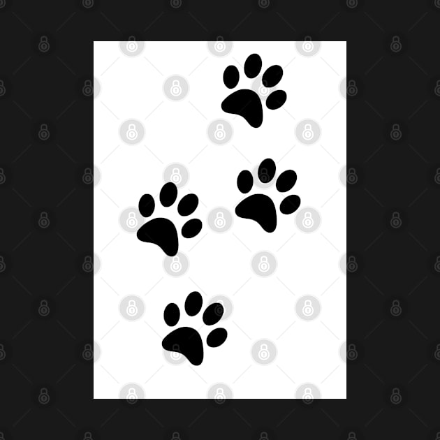 Black Paw-prints on a white surface by Blue Butterfly Designs 