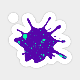 Deep Purple and Neon Green Paint Splatter Magnet