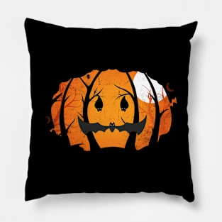 Vintage Spooky Halloween Pumpkin Forest Night Pillow