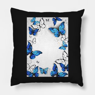 Frame with butterflies morpho Pillow