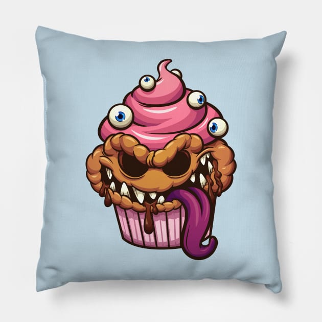 cupcake monster eye Pillow by Mako Design 