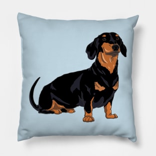 Dachshund black and tan, cute dog Pillow