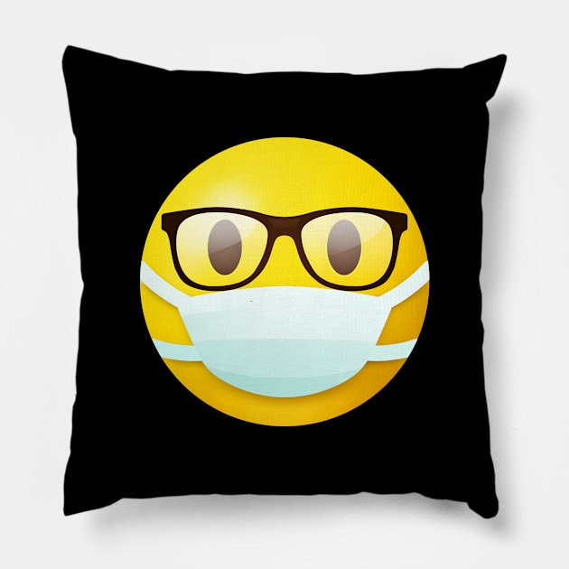 Mask face with glasses Pillow by Vilmos Varga