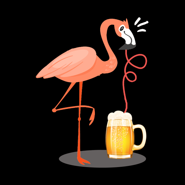 Flamingo Drinking Beer Summer by Kaileymahoney