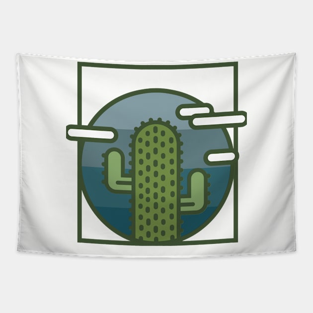 Vintage Cactus Flower Desert Types Tapestry by ChristianShirtsStudios