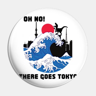 Hokusai Great Wave Dinosaur Mashup Pin