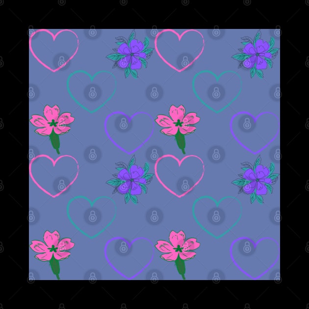 Primroses and Violets with Hearts Pattern by aybe7elf
