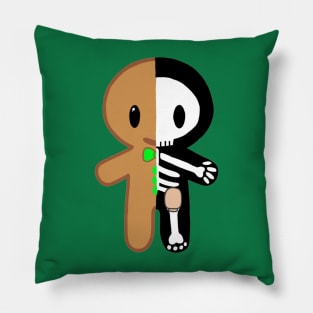 Gingerbread Man Skeleton with Ostomy (Green) Pillow