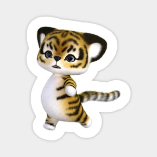 3D rendering of an adorable fur tiger Magnet