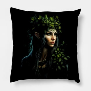 Wood Elf Forest Woman Fantasy Art Pillow