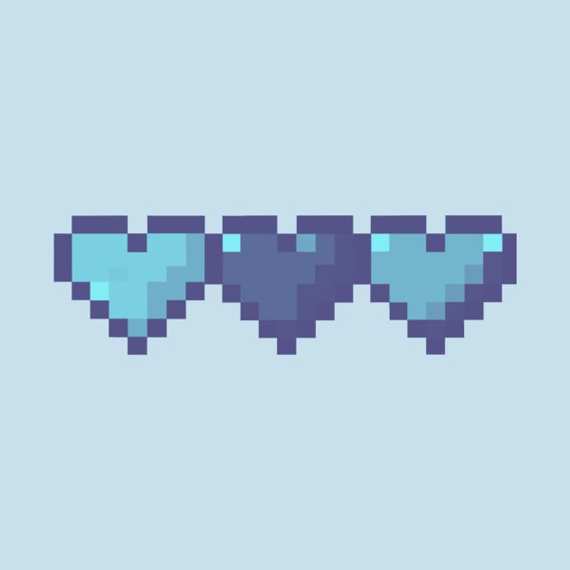 Blue Hearts in a Row Pixel Art by christinegames