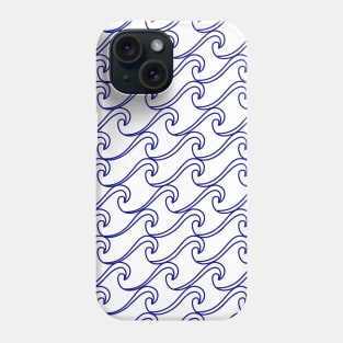 Rough Sea Pattern - blue on white Phone Case