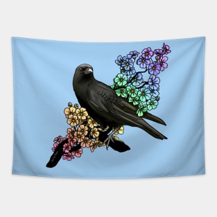 Crow in Rainbows Tapestry