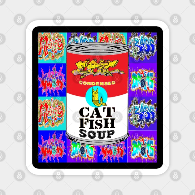 Epic Cat fish Soup Pop Art Magnet by LowEndGraphics