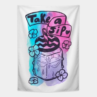 Take A Sip Watercolor Beverage Tapestry