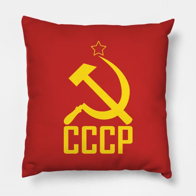 CCCP Yellow Star Hammer Sickle Pillow by Rebus28