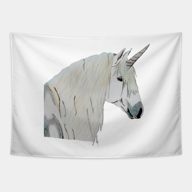 Unicorn Magic, Pure and True- White Tapestry by EarthSoul