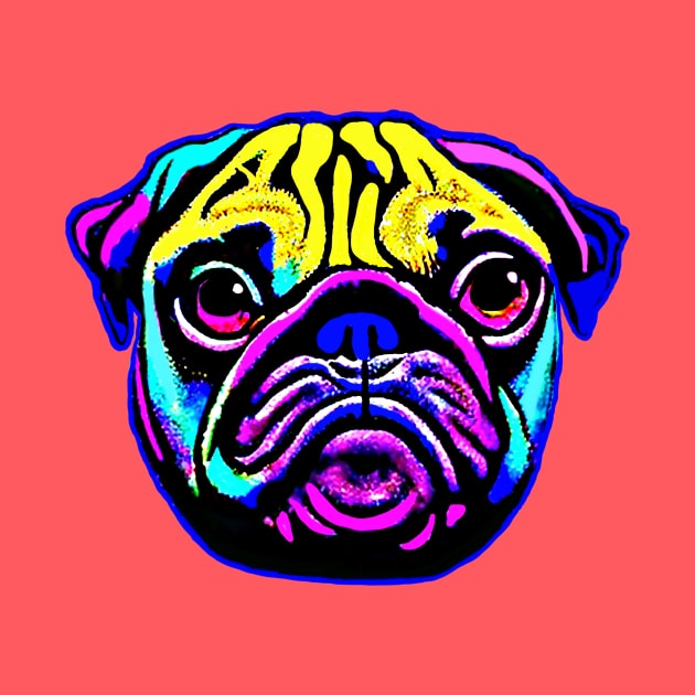 Brightly Colored Pug Street Art - Boost Your Style and Brighten Your Day - Unique and Eye-catching Design for Dog Lovers by pelagio