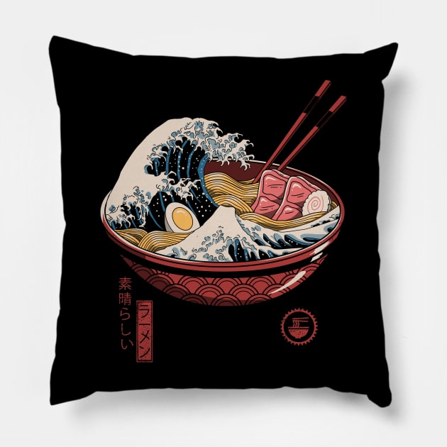 Great Ramen Wave Pillow by Vincent Trinidad Art