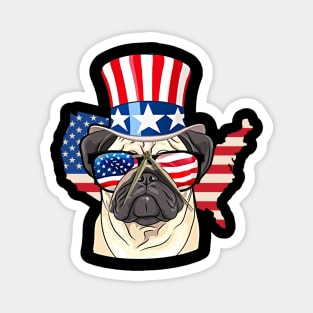 Patriotic Pug Dog Lover Flag Colors 4th of July Tank Top Magnet