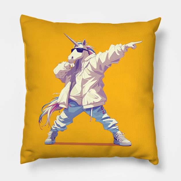 dabbing unicorn Pillow by StevenBag