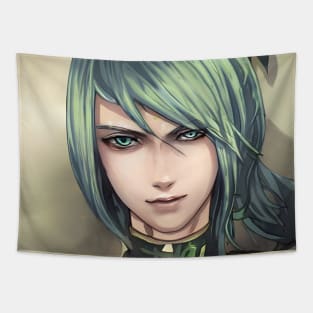 Green Hair Anime Boy Tapestry