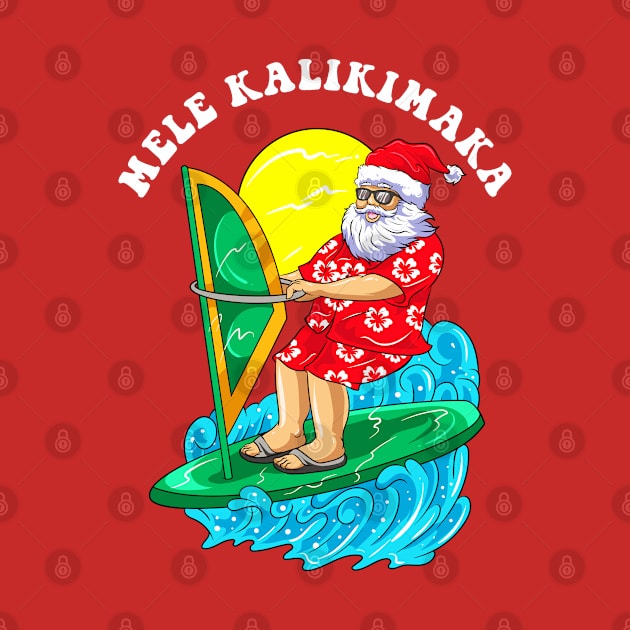 Mele Kalikimaka Santa Wind Surfing Christmas In July by E